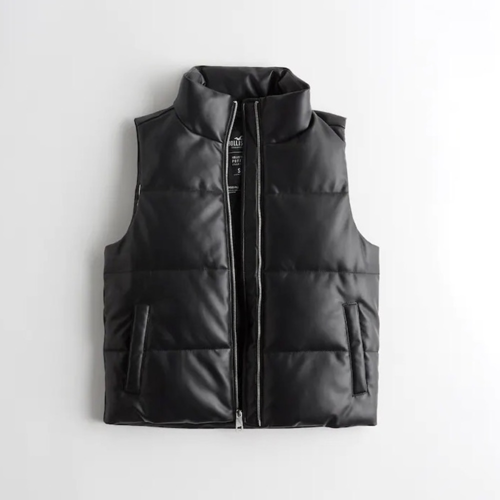 Black faux leather vest